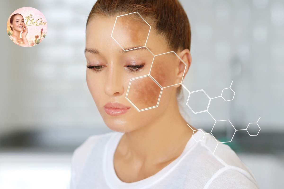 Mulher cuidando da pele e do melasma no rosto